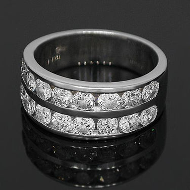 14K White Solid Gold Womens Diamond Wedding Band 2.01 Ctw